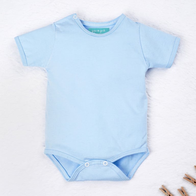 Body Manga Curta Baby Basics Azul Bebê