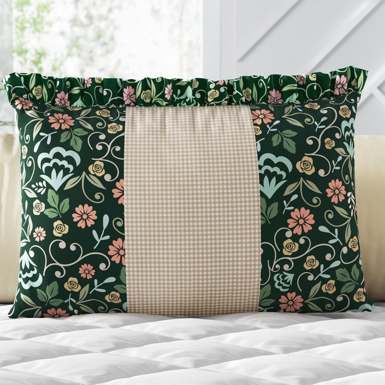 Almofada Retangular Floral Luxo Verde 35cm