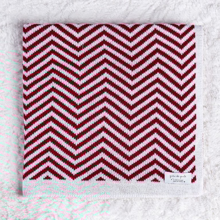 Manta Bebê Tricot Chevron Vermelho 80cm