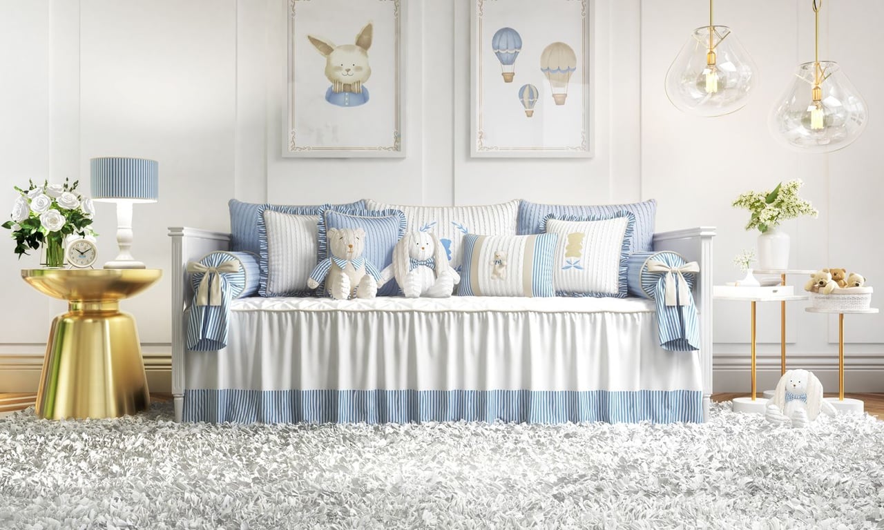 Kit Cama Babá Tricot Luxo Azul