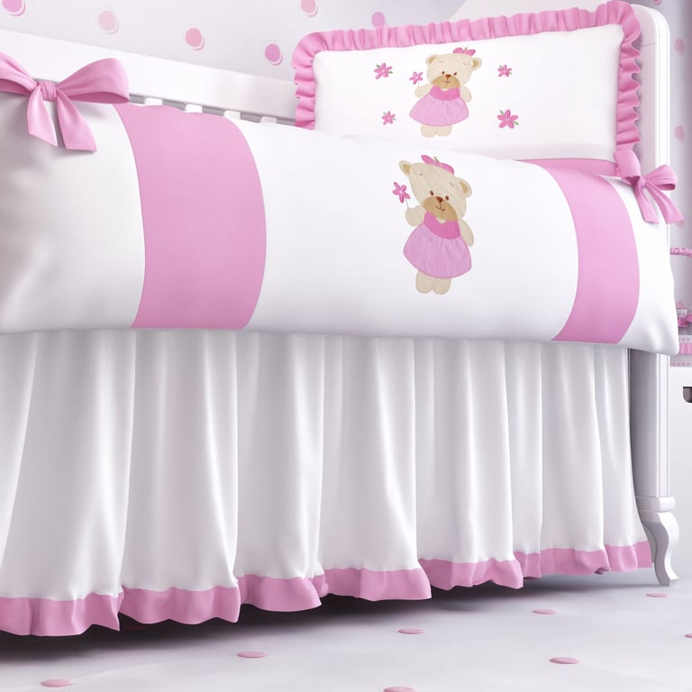 Saia de Berço Babado Branco e Azul