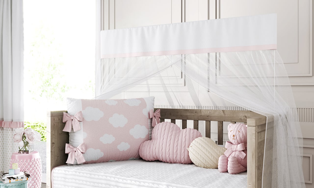 Kit Berço Tricot Nuvem Rosa 6 Peças — vista alternativa