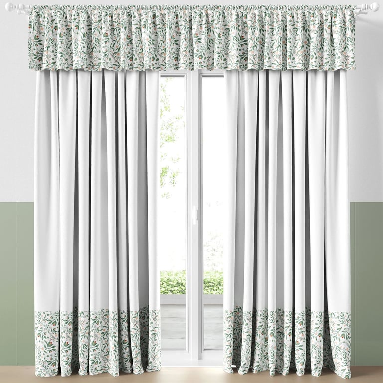 Cortina Infantil e Bebê Folhas do Bosque Verde