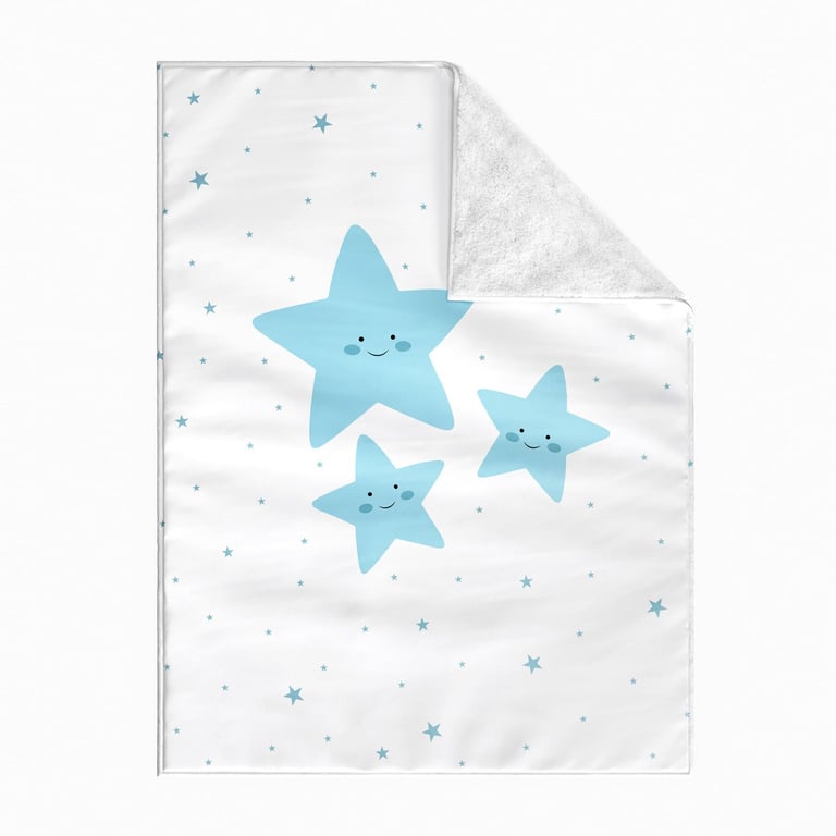 Cobertor Dupla Face com Soft Estrelinha Sorridente Azul 1M