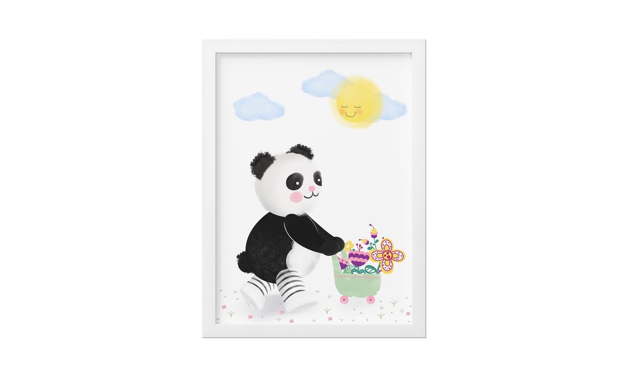 Quadro Urso Panda no Jardim 25cm