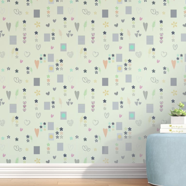 Papel de Parede Figuras Geométricas, Amor e Flor 3M