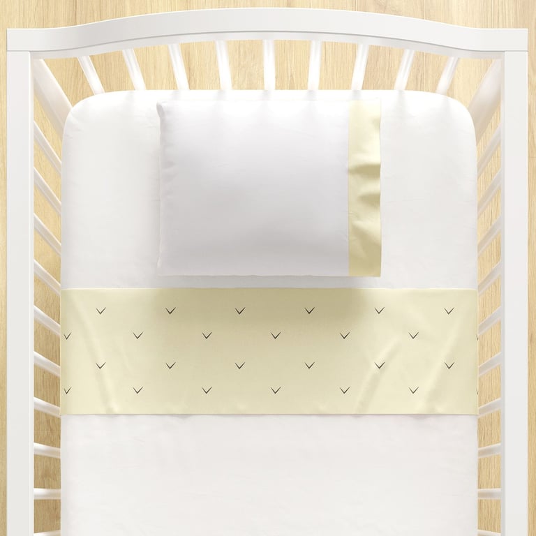 Jogo de Lençol Berço Bordado Frutinhas Amarelo 3 peças