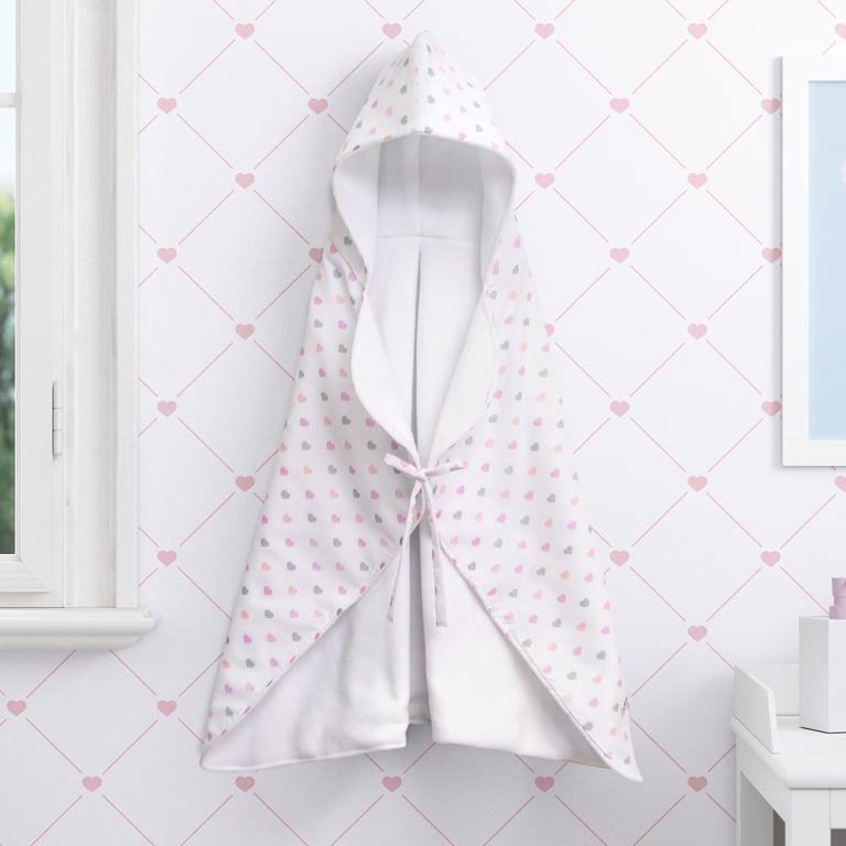 Manta com Capuz Corações 90cm