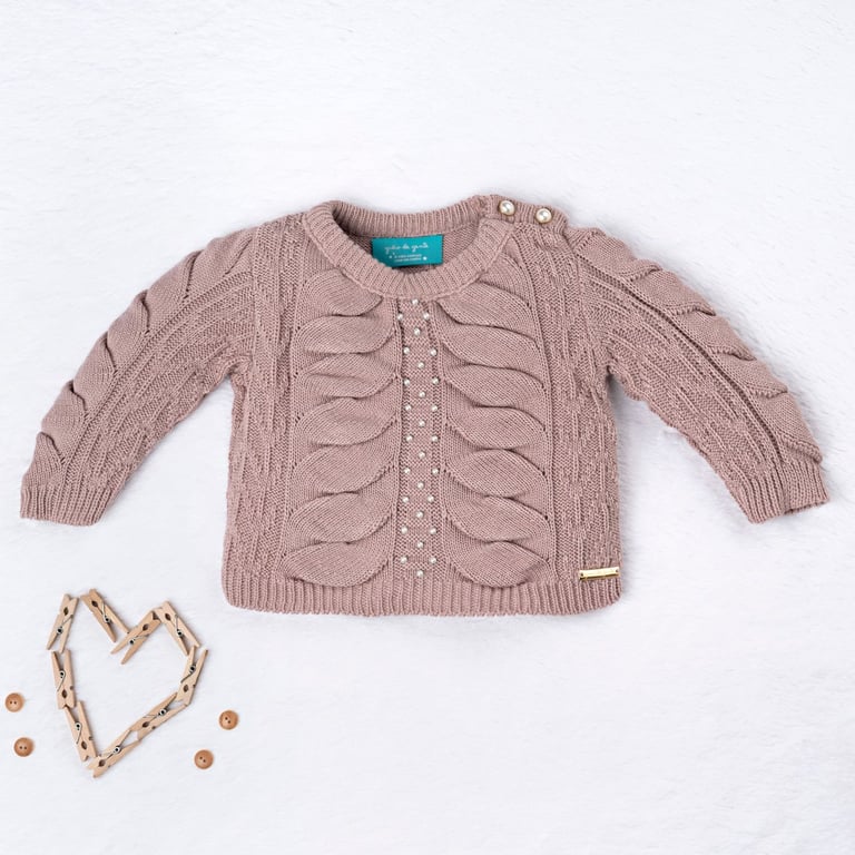 Casaquinho Tricot Drapeado Nude Rosé