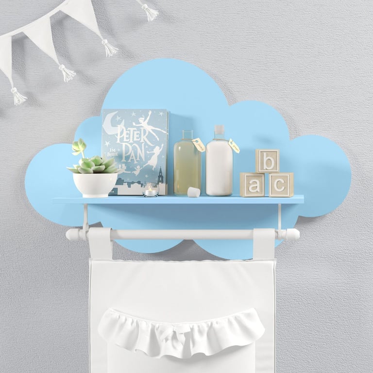 Prateleira Nuvem com Suporte para Varão Azul