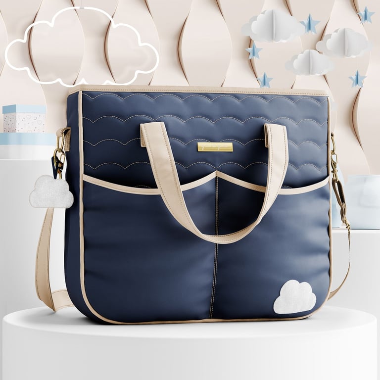 Bolsa Maternidade Tote Nuvem Rosa 37cm