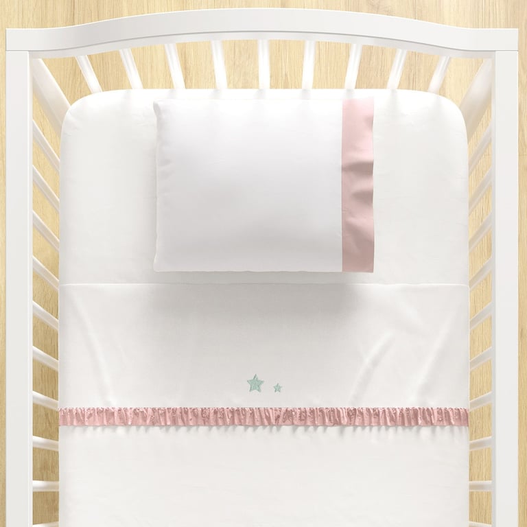 Jogo de Lençol Berço Bordado Estrelinhas 3 peças