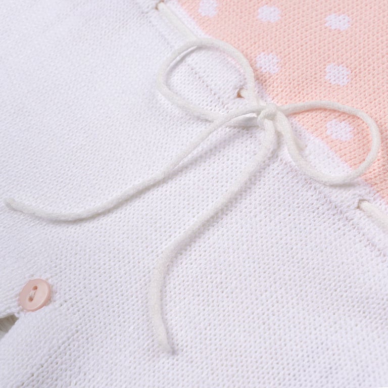 Macacão Tricot Poá Gola Babado Rosa