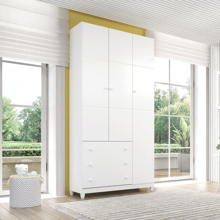Guarda Roupa Infantil Branco 3 Portas Premier