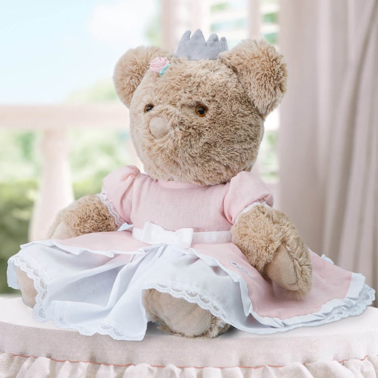 Ursinha Premium com Vestido Branco e Rosa 45cm