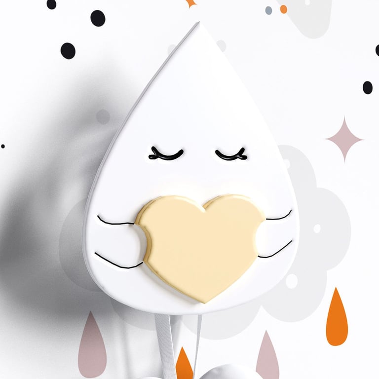 Cabideiro de Parede Gotinha com Coração Amarelo