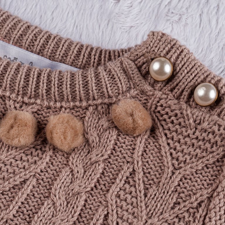 Vestido Tricot Pompom Branco Chantilly — vista alternativa