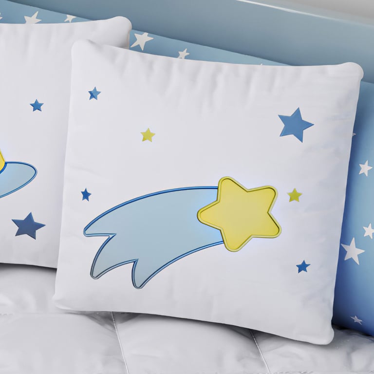 Almofada Quadrada Estrela Cadente Azul e Amarelo 35cm