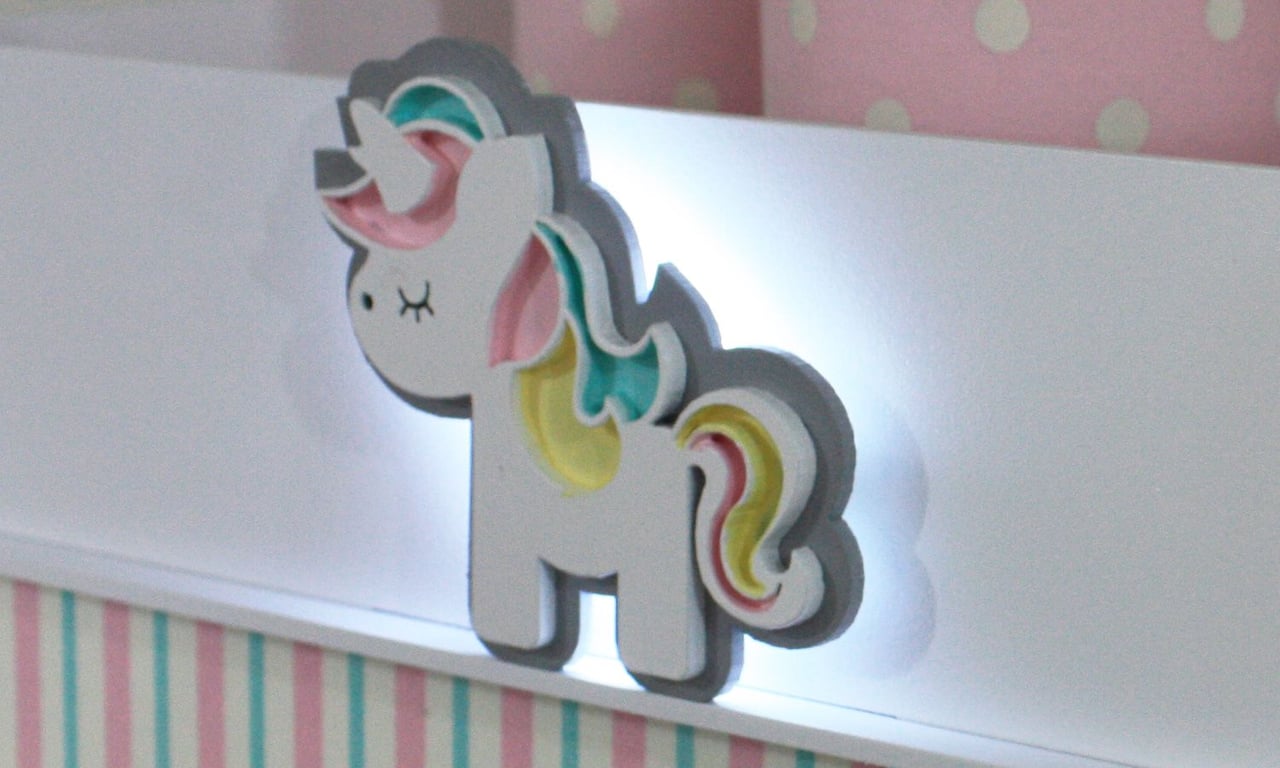 Bandeja e Potes LED Unicórnio 3D — vista alternativa