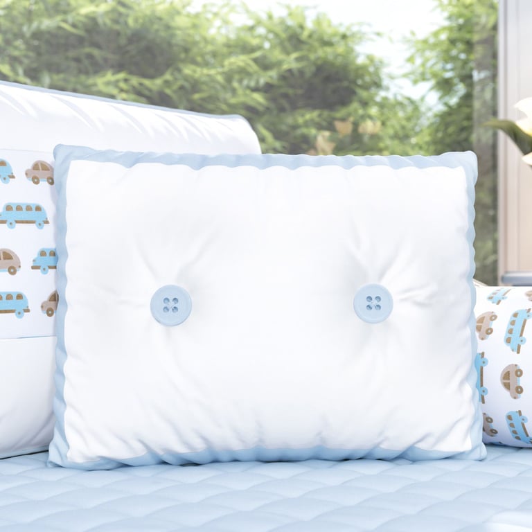 Almofada com Botões Carrinhos Azul 43cm