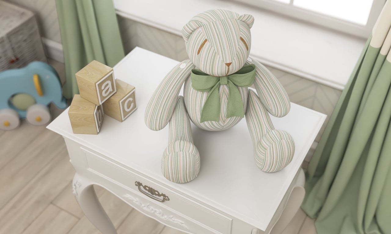 Urso Verde Listrado com Laço Verde 34cm — vista alternativa