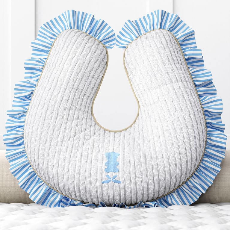 Almofada Amamentação Urso Tricot Luxo Azul