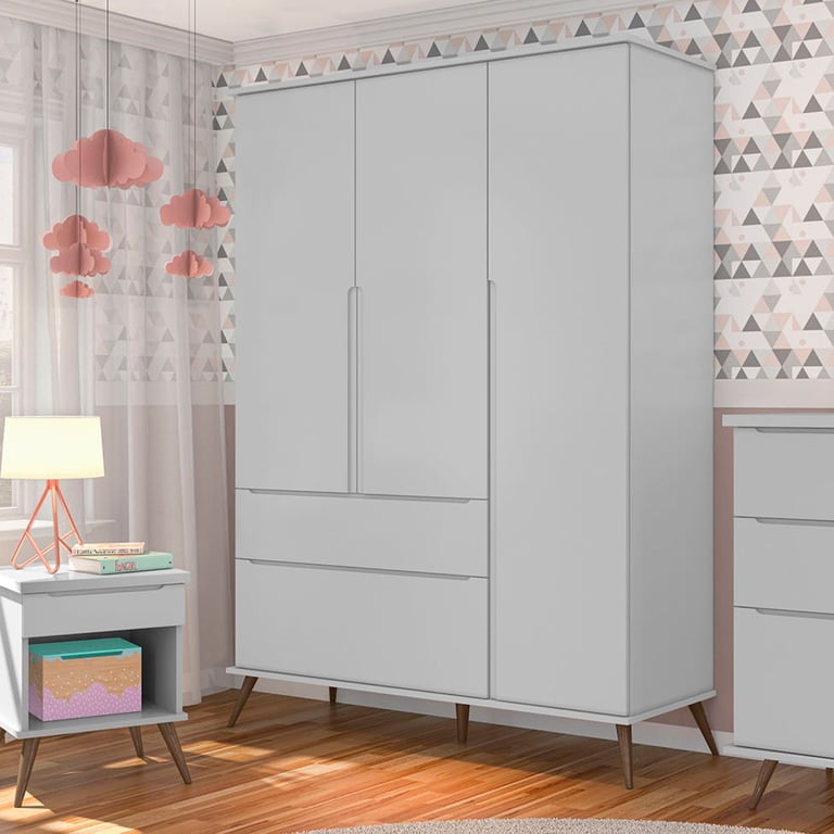 Guarda Roupa Infantil Branco 3 Portas Melinda
