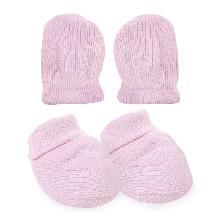 Kit Bebê Sapatinho + Luva Canelado Branco