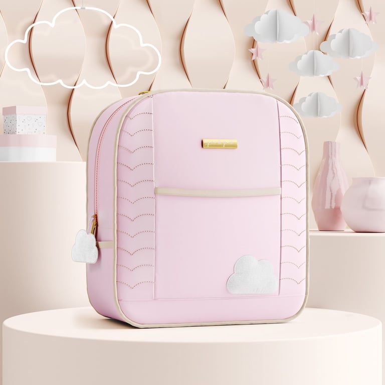 Mochila Maternidade Nuvem Rosa 36cm