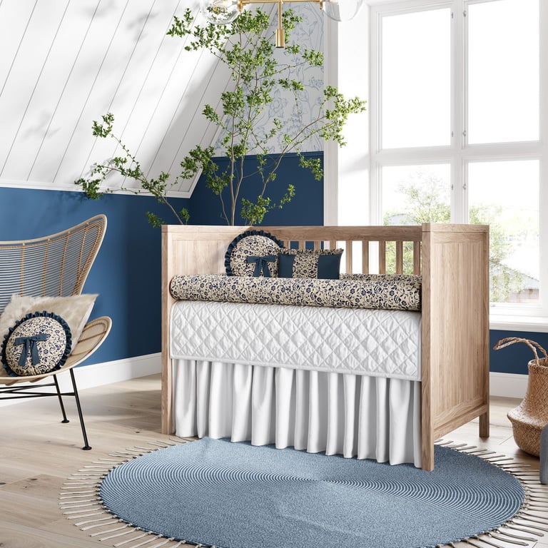 Kit Berço Rolinhos Floral Luxo Azul Marinho 8 Peças — vista alternativa