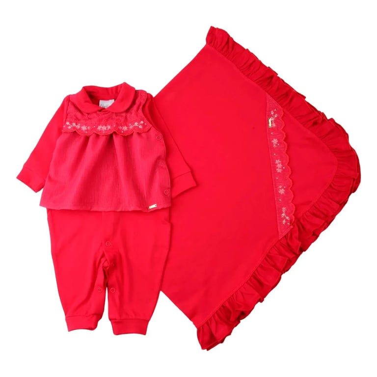 Saída Maternidade Paraíso Pala Em Lurex Com Bordado 2 Peças