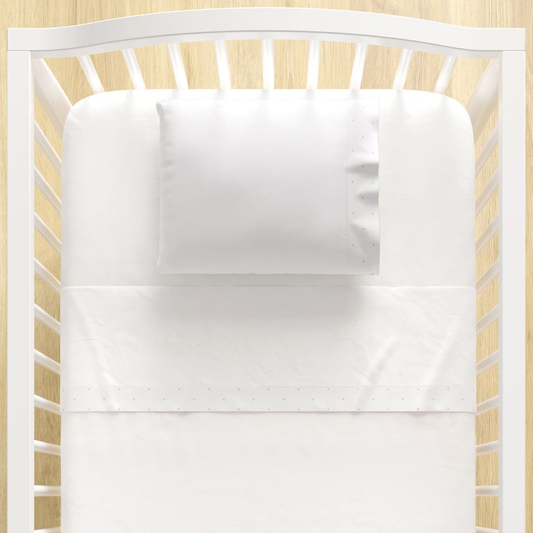 Jogo de Lençol Berço Bordado Poá Petit Azul 3 Peças — vista alternativa