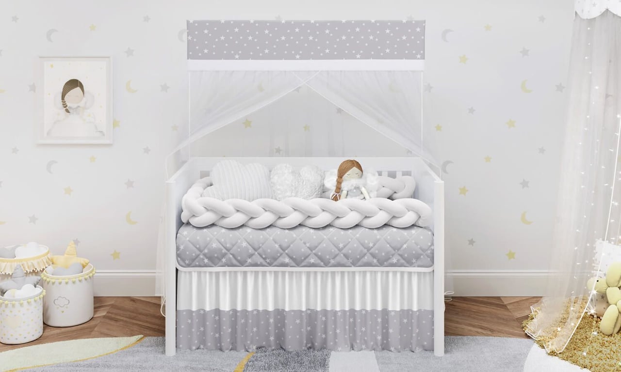 Kit Berço Trança Estrelinhas Branco — vista alternativa