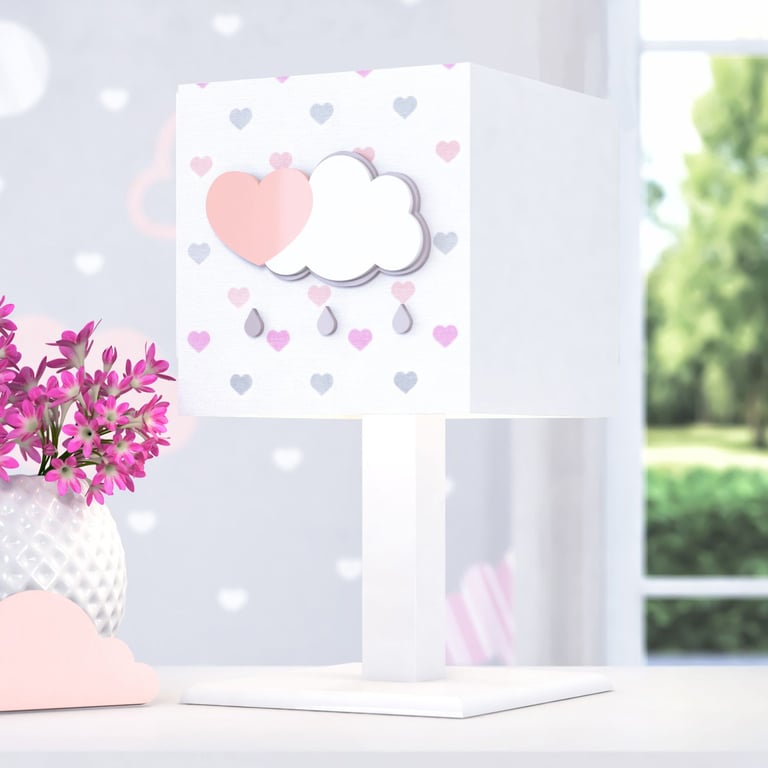 Abajur MDF Chuva de Amor Rosa