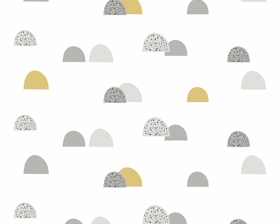 Papel de Parede Pedras Cinza, Preto e Açafrão