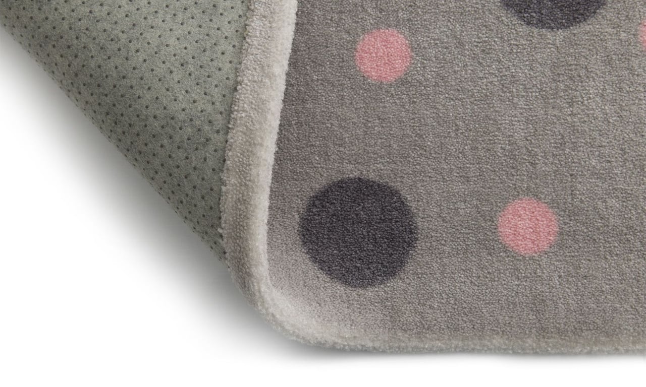 Tapete Retangular Cinza Bolinhas Tricolor Verde 1,50m — vista alternativa