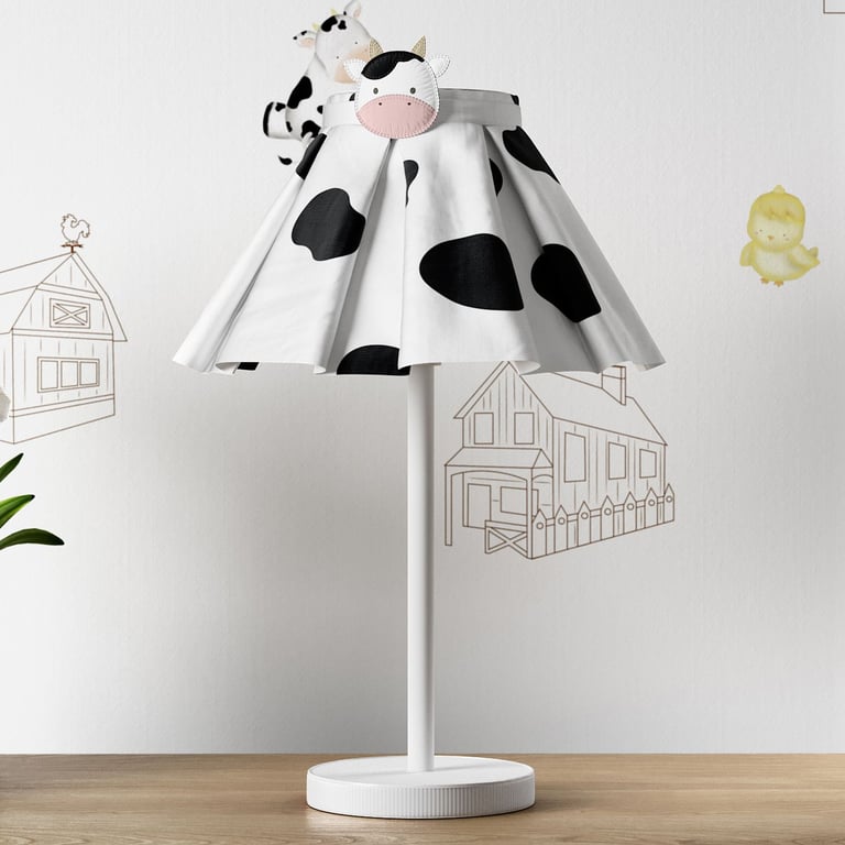 Abajur Simples Amiguinha Vaquinha Estampado