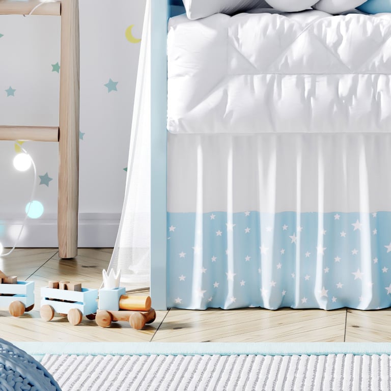 Saia de Berço Barra Estrelinhas Azul