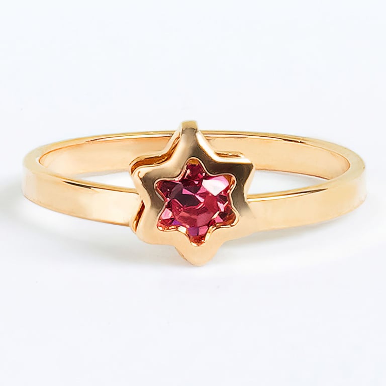 Anel Infantil Estrela com Strass Marsala Ouro