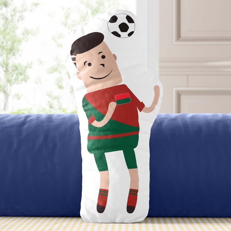 Almofada Jogador de Futebol Vermelha e Verde