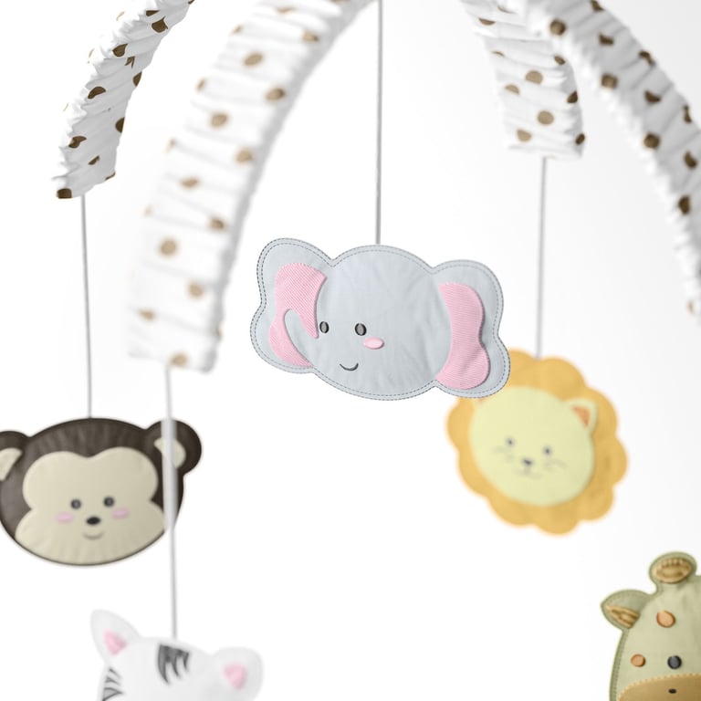 Móbile Amiguinhos Safári Poá Bege