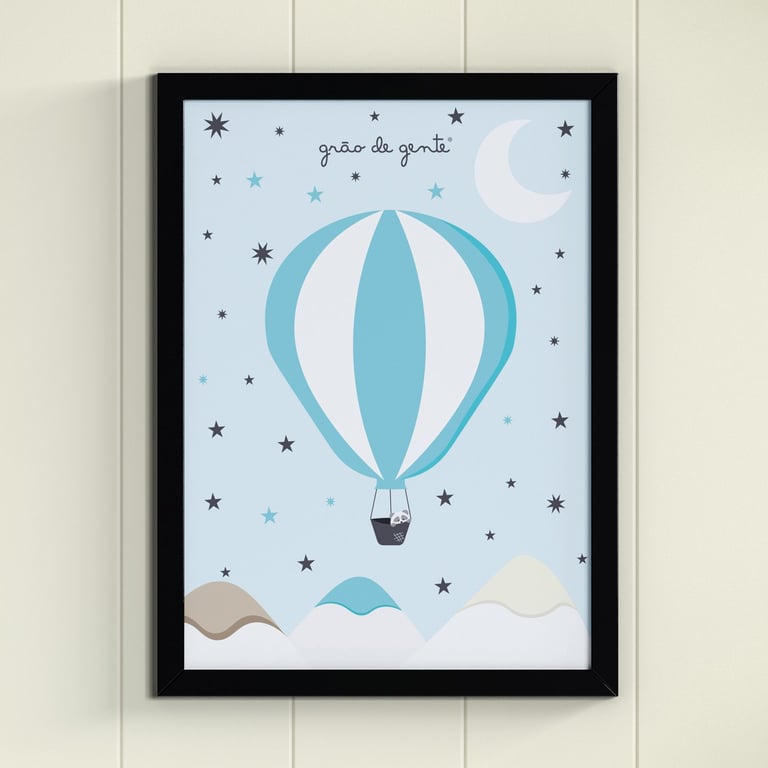 Quadro Ursinho Panda no Balão 46cm