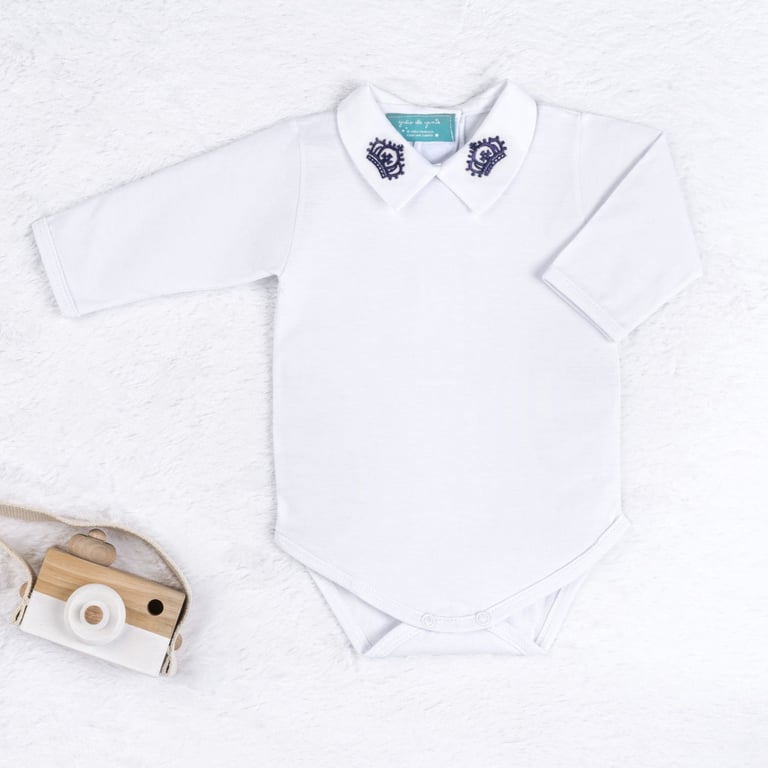 Saída Maternidade Tricot Reizinho Azul Marinho e Cinza 03 Peças — vista alternativa