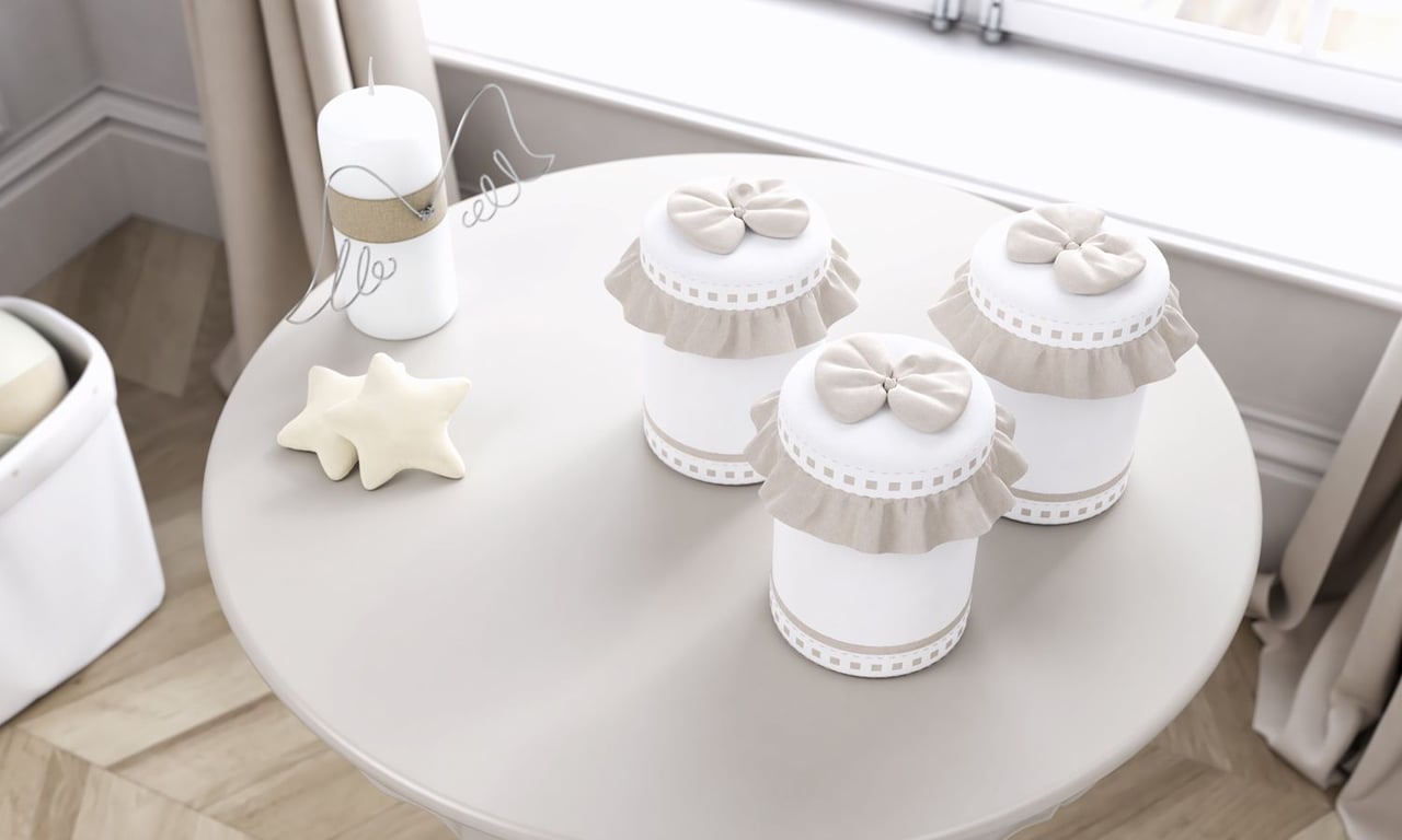 Jogo de Potes com Babado e Laço Bege — vista alternativa