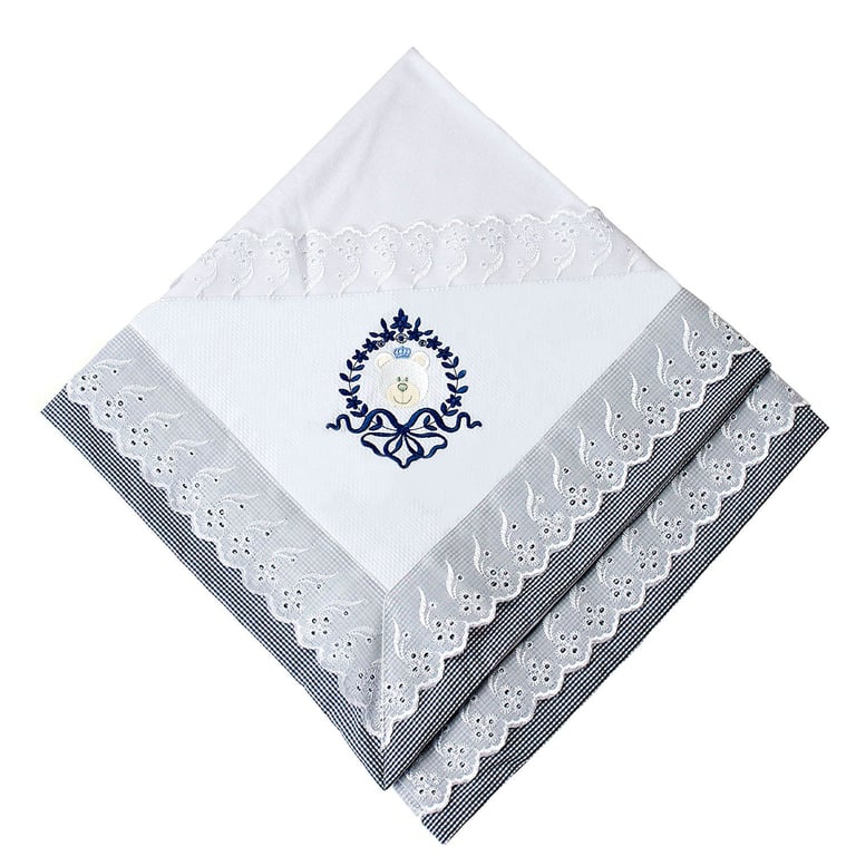 Manta Malha Urso Reizinho Marinho 80cm