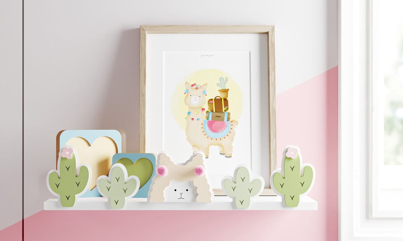 Prateleira MDF Amiguinhas Lhamas — vista alternativa