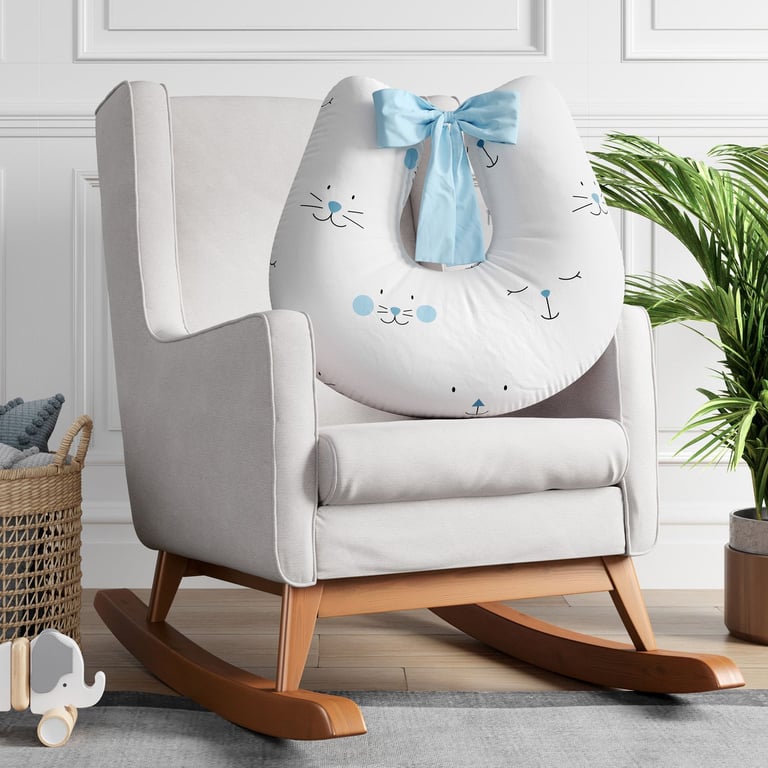 Almofada Amamentação Amiguinhos Azul com Laço — vista alternativa