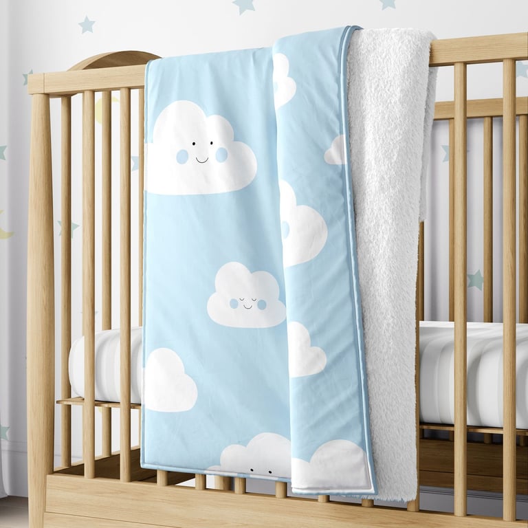 Cobertor Dupla Face com Soft Amiguinho Nuvem Azul 1M