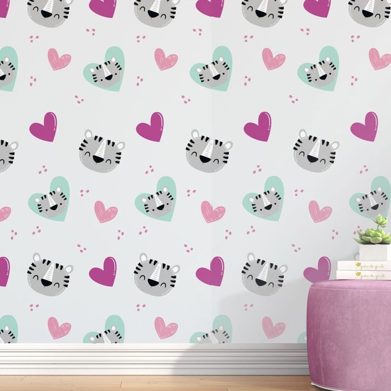 Papel de Parede Tigre e Coração 3m