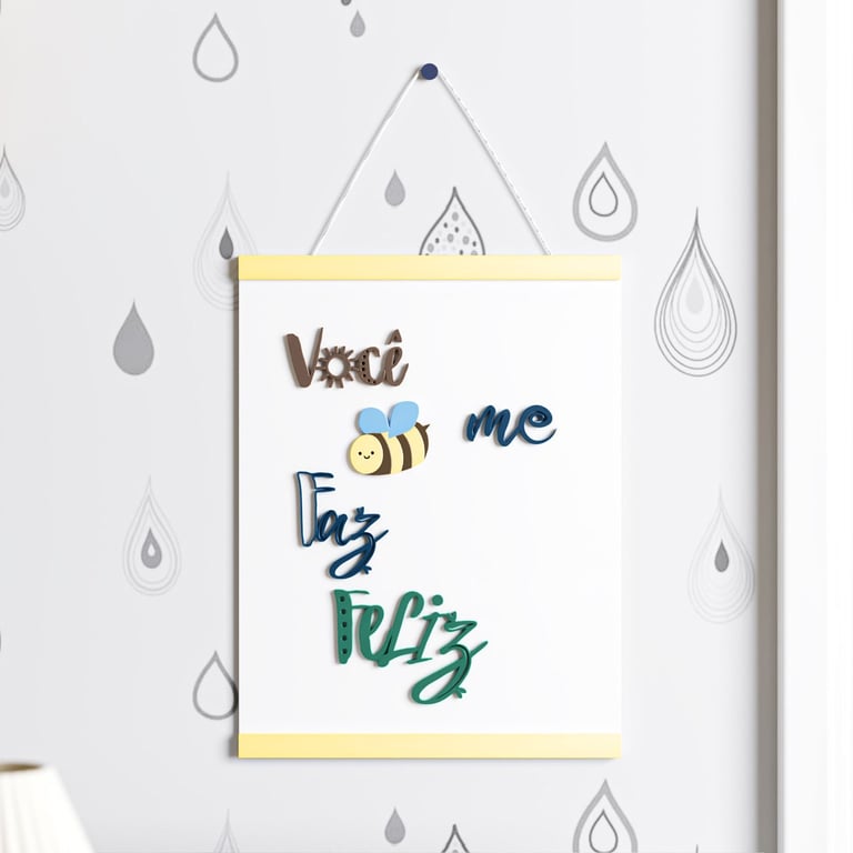 Flâmula MDF Você Me Faz Feliz Abelhinha